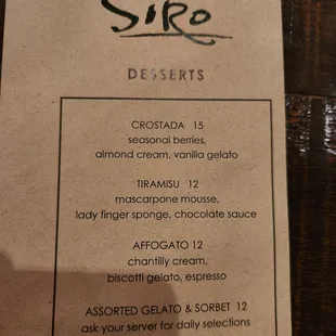 menu