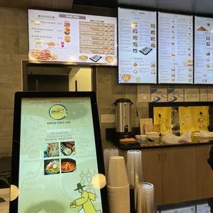 menus on the wall of a restaurant