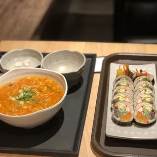 Kimchi juk, beef kimbap