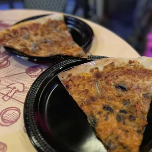 Mushroom slice and sausage slice