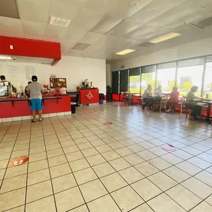 the inside of a restaurant