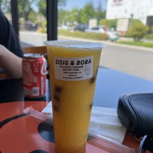 Passion fruit slushy boba