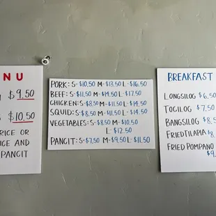 Daily menu