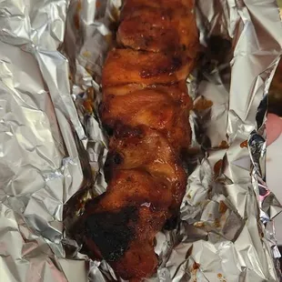 BBQ pork skewer, $3