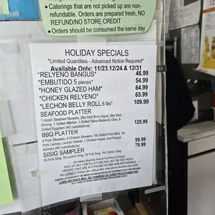 Holiday Menu Posted
