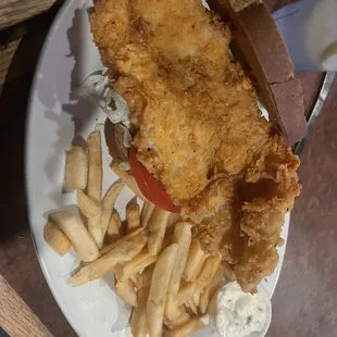 The fish sandwich with fries. FYI, the onion rings are just onion straws.