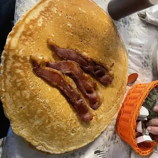 Their pancakes are so very good and the bacon was fantastic.