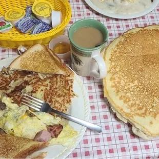 Omelette with a small pancake.