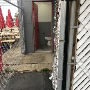 Restrooms in the rear