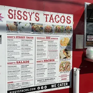 Taco menu
