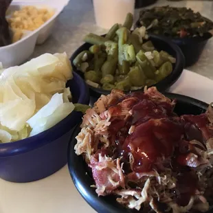 Cabbage, green beans and pulled pork