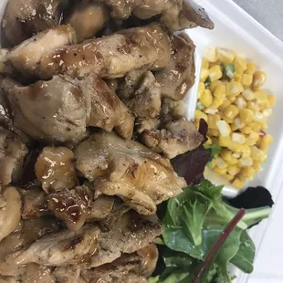 Shoyu chicken w/brown rice. No can see rice-good yeah?!  Plenty chicken.  Moist n tasty...