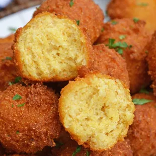 a pile of fried food