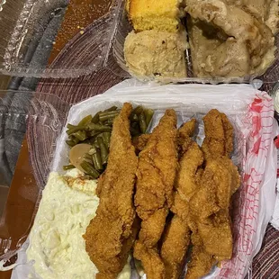 Catfish (4 Pcs) Meal and Smothered Chicken Dinner