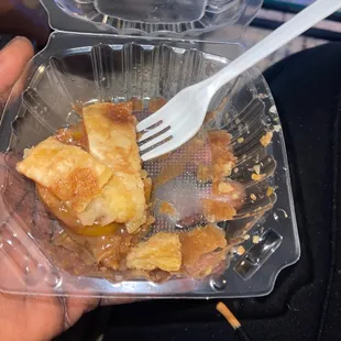 Peach cobbler was so delicious omg taste like my momma made it