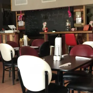tables and chairs in a restaurant