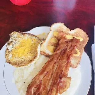 bacon, eggs, and toast
