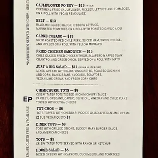 New 2023 menu; seemingly no more tacos