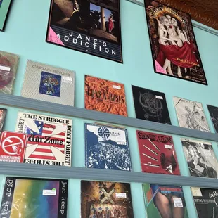 Records and posters on the wall