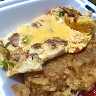 Veggie omelette! Comes with home fries and toast