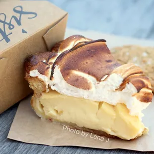 Slice of Honey Lemon Meringue Pie ($4.40) - filling is very tart, texture is light/almost fluffy