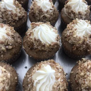 Hummingbird: banana, pineapple, pecan cupcake topped with cream cheese frosting