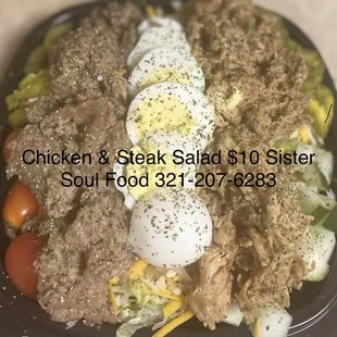 chicken and steak salad $ 10 sister soul food