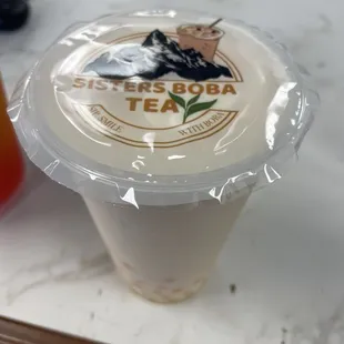 Banana snow with passionfruit popping