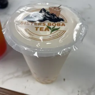 Banana snow with passionfruit popping