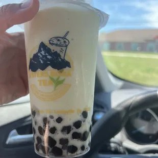 Avocado milkshake with boba