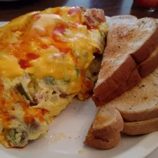 The Really Stuffed Omelette and Rye Toast.