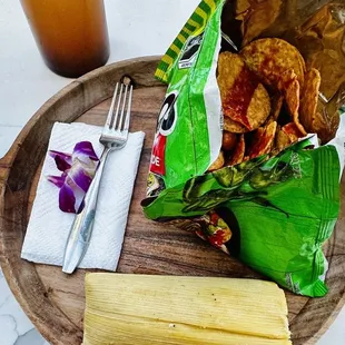 Cheese tamale Tostilocos Amazing Peach Refresher