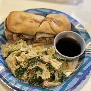 Wednesday Special: French Dip and Bow Tie Pasta Salad with spinach and cheese