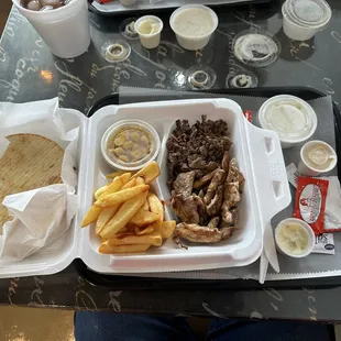 a tray of food on a table
