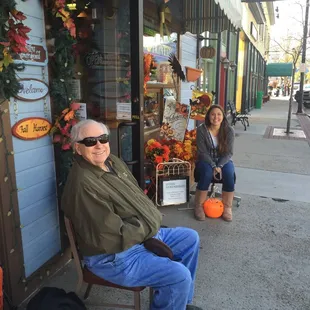 The annual Trick or Treat Buena Vista Main Street celebration. Chelan&apos;s 89 yo Daddy came from TX to help pass out candy this year.