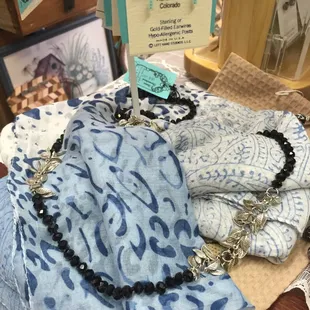 Beautiful scarves and jewelry