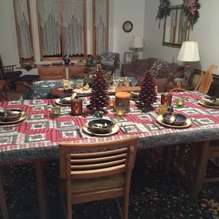 Our home decor makes a beautiful table for parties.