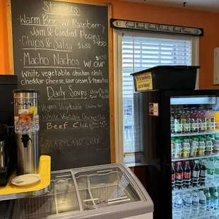 a menu on a chalkboard
