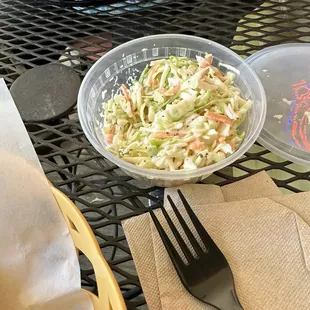 Container of Cole slaw purchased separately. About $4.