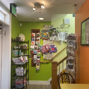 Knickknacks and stairs to upstairs