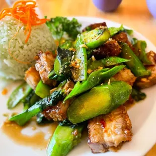 Chinese broccoli with Crispy Pork Belly
