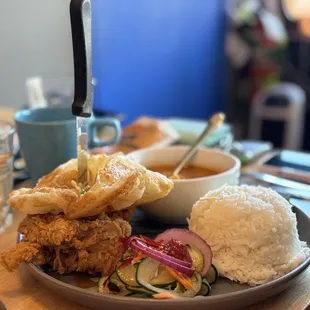 Roti and fried chicken
