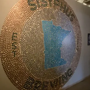 Cool mural made of bottle caps