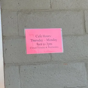 Hours as of August 2022