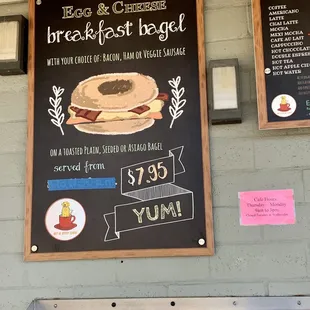 Menu as of August 2022