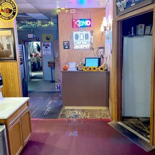 a view of the kitchen and dining area