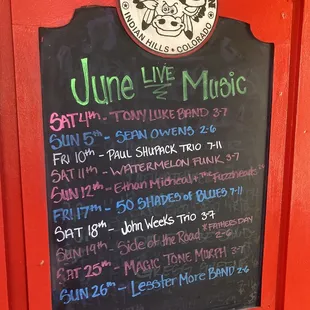 a menu on a chalkboard