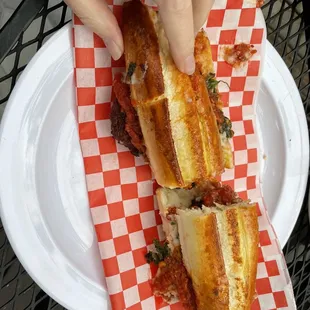 Chicken parm sized for one.