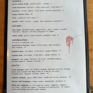 food menu