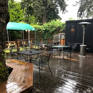 The back patio is huge.